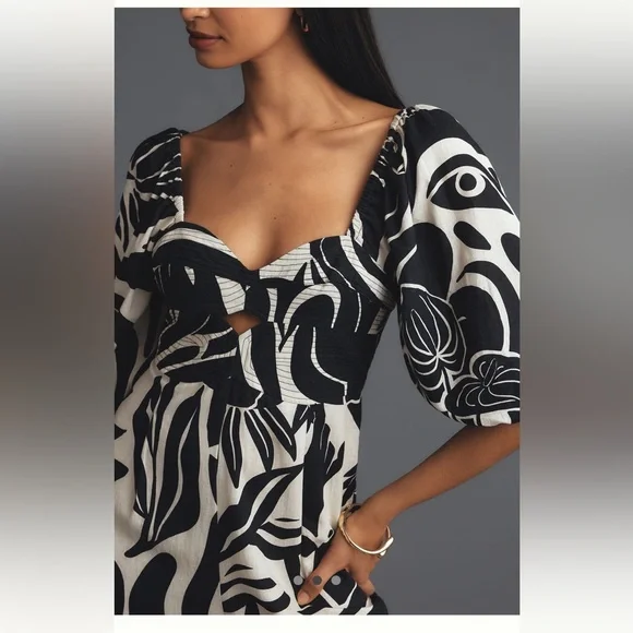 Farm Rio x Anthropologie Puff-Sleeve
Printed Linen Jumpsuit - Picture 2 of 15